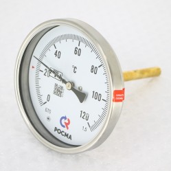 Термометр тип БТ-51.211. 0..+120°C, 100 мм, L=100мм, G1/2" (сзади), кл.1,5, Росма